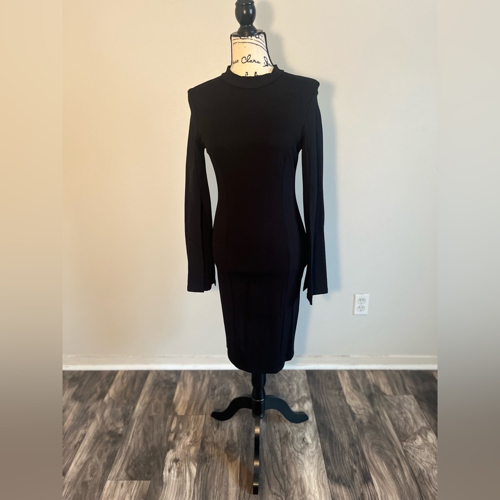 Black Flared-Sleeve Dress